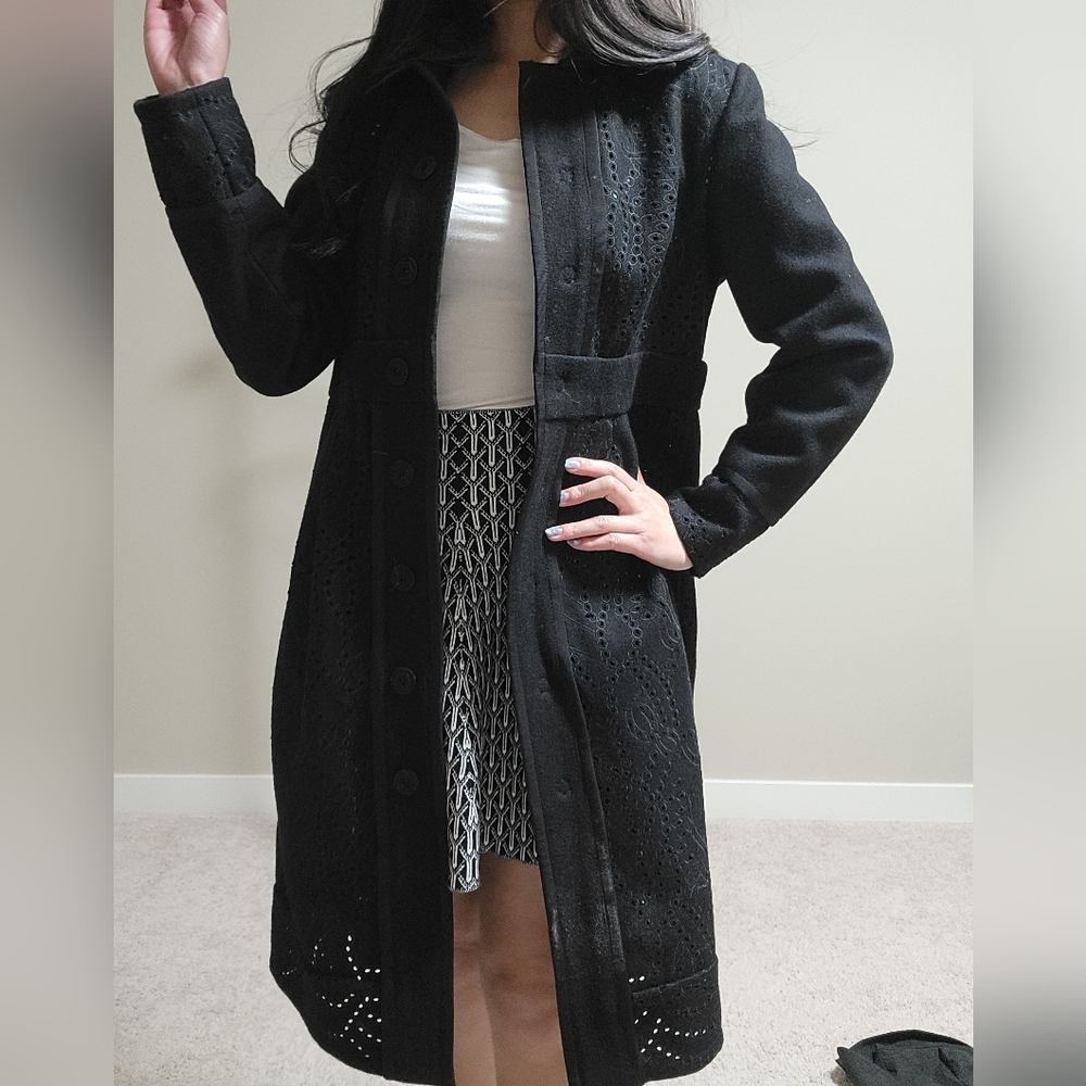 Gorgeous Black Eyelet Detail Coat